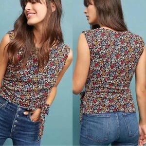 Anthropologie Maeve Pasture Floral Tie Front Top Sz Small